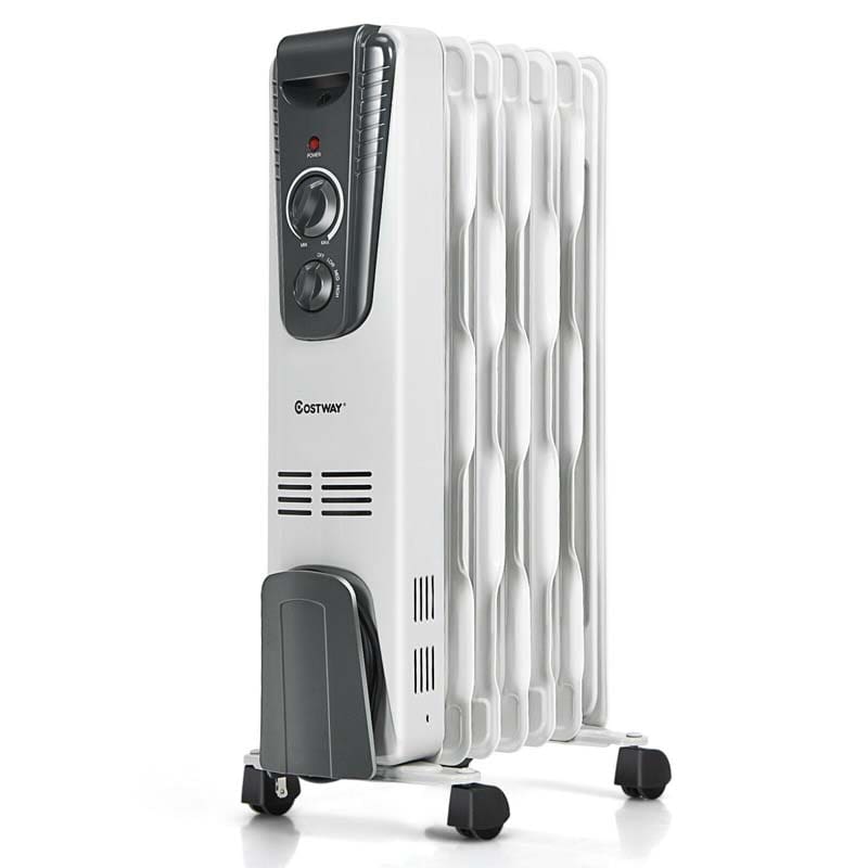 1500W Oil Filled Radiator Heater with Adjustable Thermostat, 3 Heat Settings & Safety Shut-Off, Portable Electric Space Heater for Bedroom Home Office