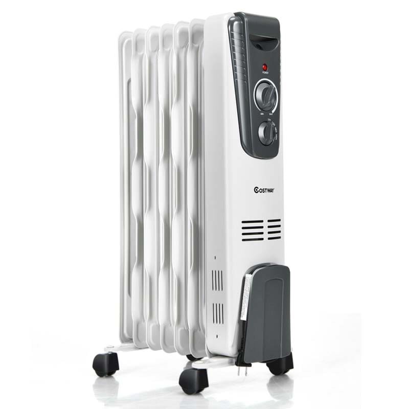 1500W Oil Filled Radiator Heater with Adjustable Thermostat, 3 Heat Settings & Safety Shut-Off, Portable Electric Space Heater for Bedroom Home Office