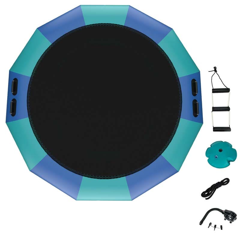 15 FT Inflatable Water Bouncer Trampoline Portable Bounce Swim Platform for Lakes Pools Calm Sea