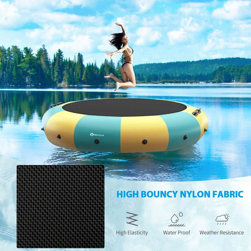 15 FT Inflatable Water Bouncer Trampoline Portable Bounce Swim Platform for Lakes Pools Calm Sea