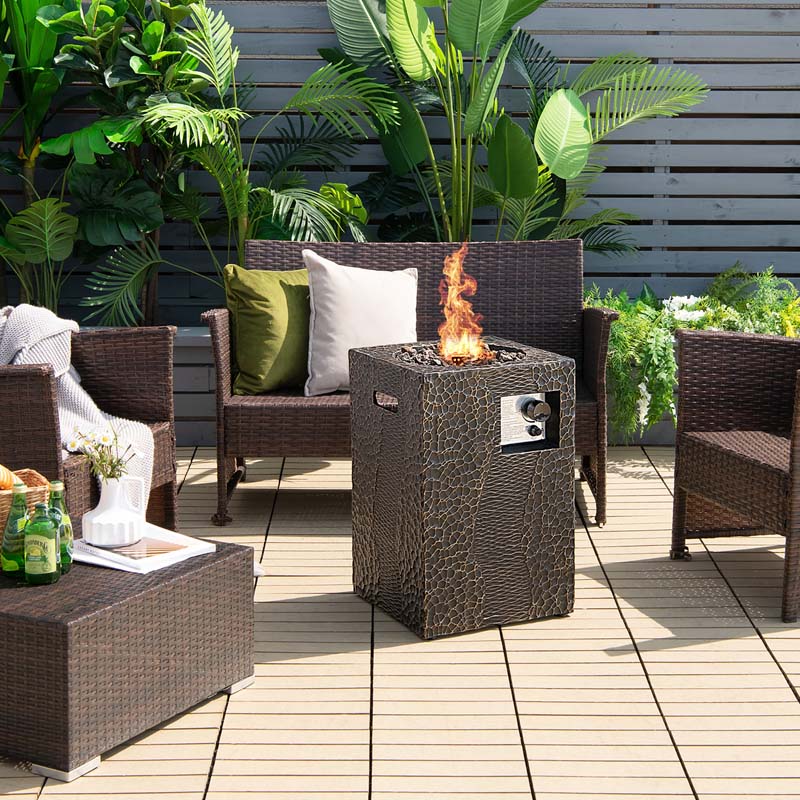 16" Square Outdoor Propane Fire Pit, 30000 BTU Gas Fire Pit with Lava Rocks & Waterproof Cover