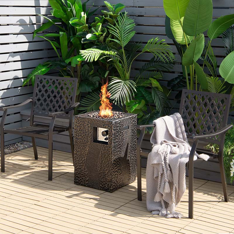 16" Square Outdoor Propane Fire Pit, 30000 BTU Gas Fire Pit with Lava Rocks & Waterproof Cover