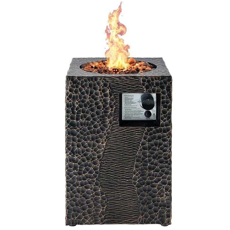 16" Square Outdoor Propane Fire Pit, 30000 BTU Gas Fire Pit with Lava Rocks & Waterproof Cover