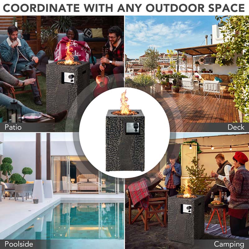 16" Square Outdoor Propane Fire Pit, 30000 BTU Gas Fire Pit with Lava Rocks & Waterproof Cover