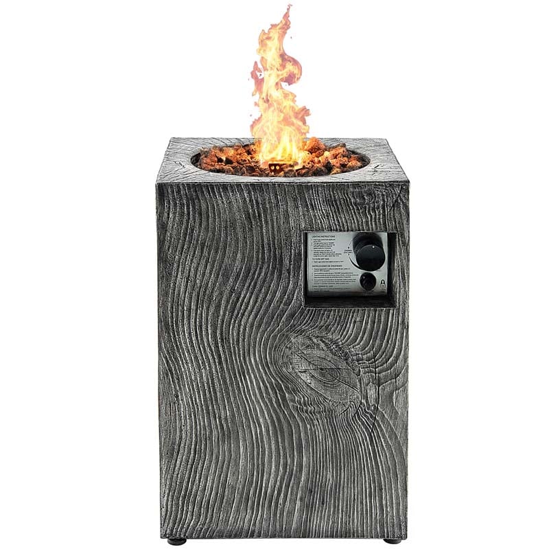 16" Square Outdoor Propane Fire Pit, 30000 BTU Gas Fire Pit with Lava Rocks & Waterproof Cover