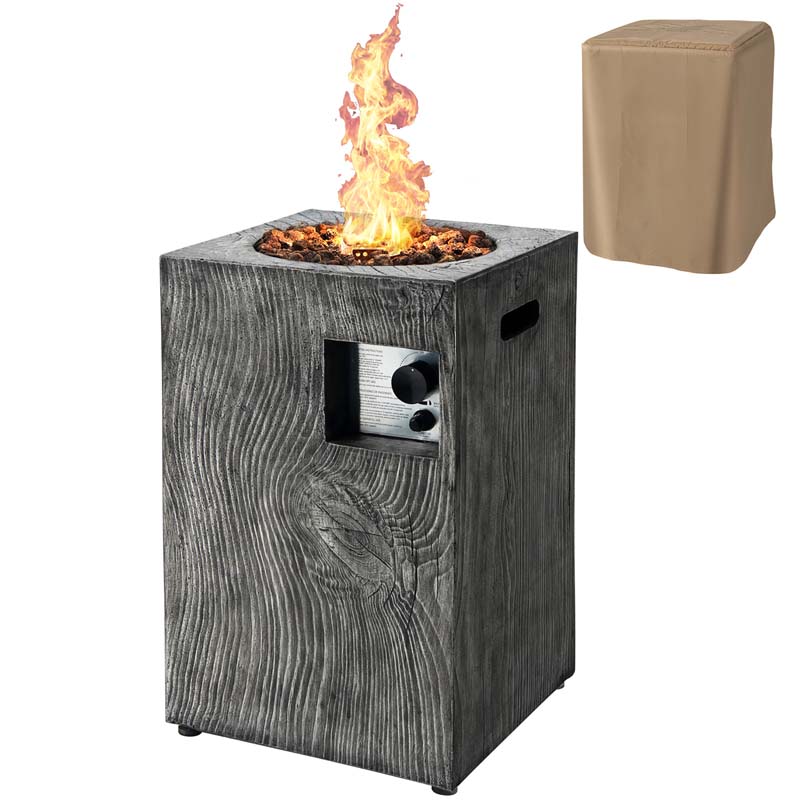 16" Square Outdoor Propane Fire Pit, 30000 BTU Gas Fire Pit with Lava Rocks & Waterproof Cover