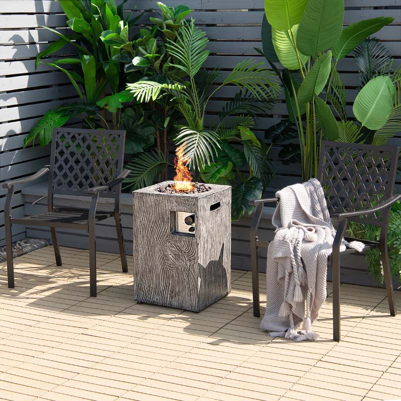 16" Square Outdoor Propane Fire Pit, 30000 BTU Gas Fire Pit with Lava Rocks & Waterproof Cover