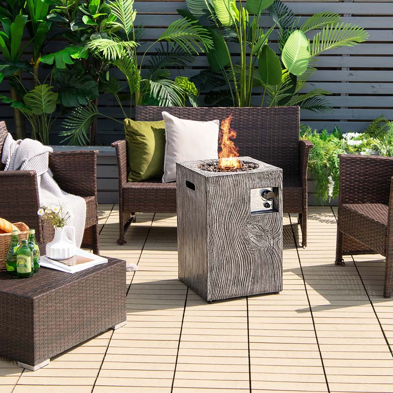 16" Square Outdoor Propane Fire Pit, 30000 BTU Gas Fire Pit with Lava Rocks & Waterproof Cover