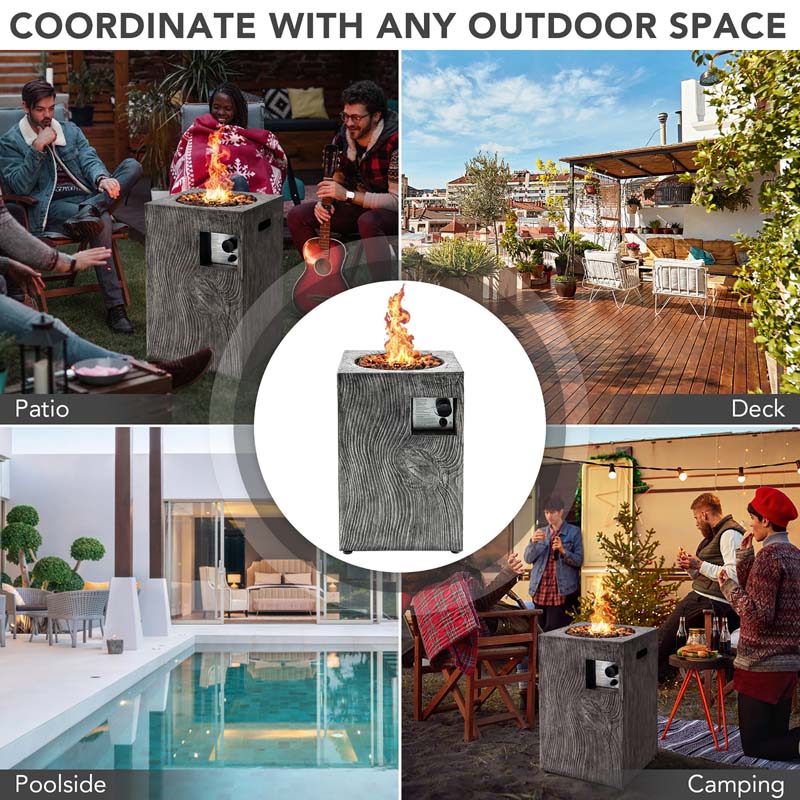 16" Square Outdoor Propane Fire Pit, 30000 BTU Gas Fire Pit with Lava Rocks & Waterproof Cover