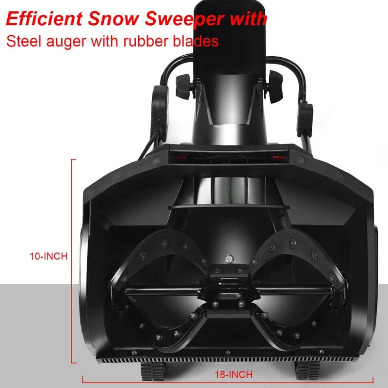 18" Electric Snow Thrower, 15AMP Corded Snow Blower with 180° Rotatable Chute, 10-Inch Clearing Depth