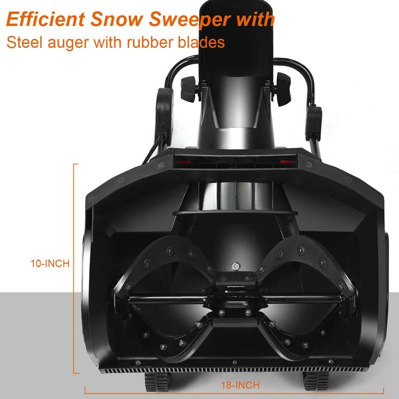 18" Electric Snow Thrower, 15AMP Corded Snow Blower with 180° Rotatable Chute, 10-Inch Clearing Depth