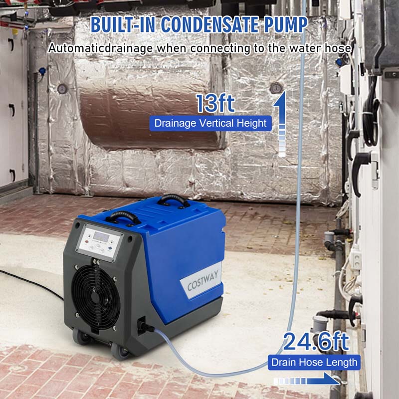 180 PPD Portable Commercial Dehumidifier for Basement, Industrial Dehumidifier with Pump & 24.6ft Drain Hose