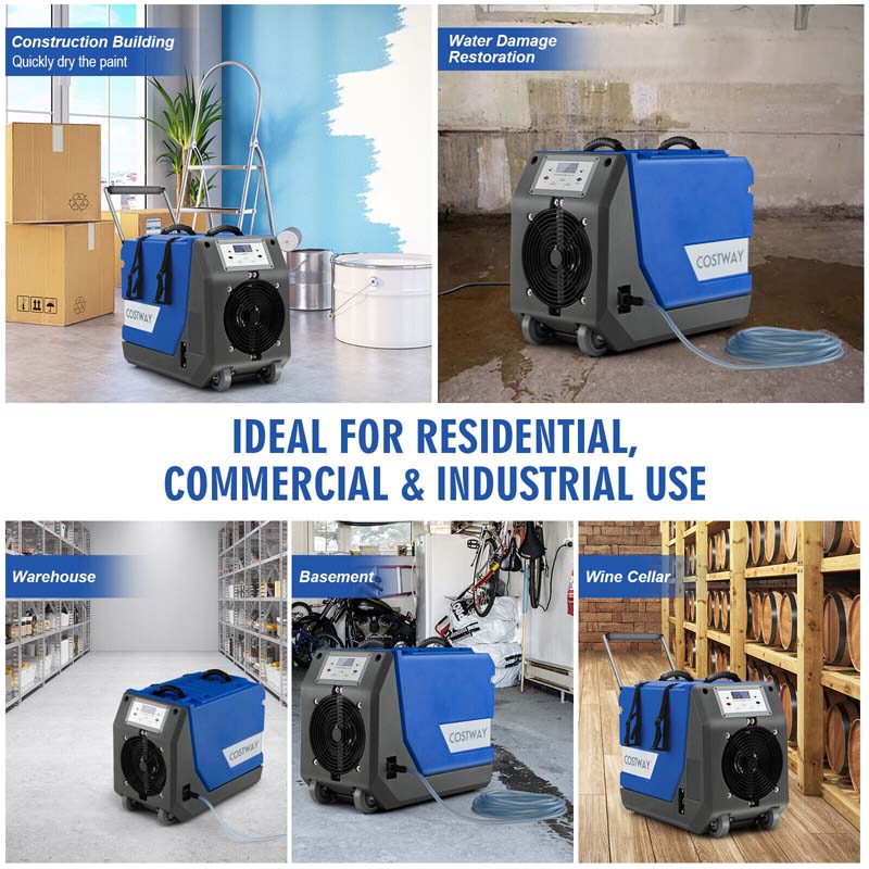 180 PPD Portable Commercial Dehumidifier for Basement, Industrial Dehumidifier with Pump & 24.6ft Drain Hose