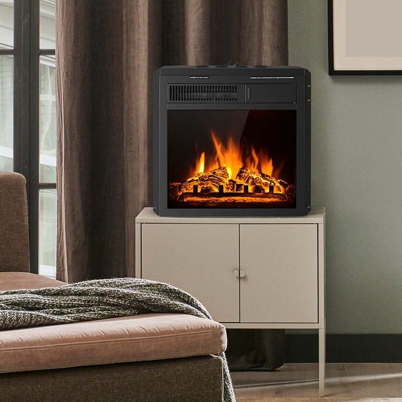 18" Electric Fireplace Insert, 1500W Recessed & Freestanding Electric Fireplace Heater with 7-Brightness Flame