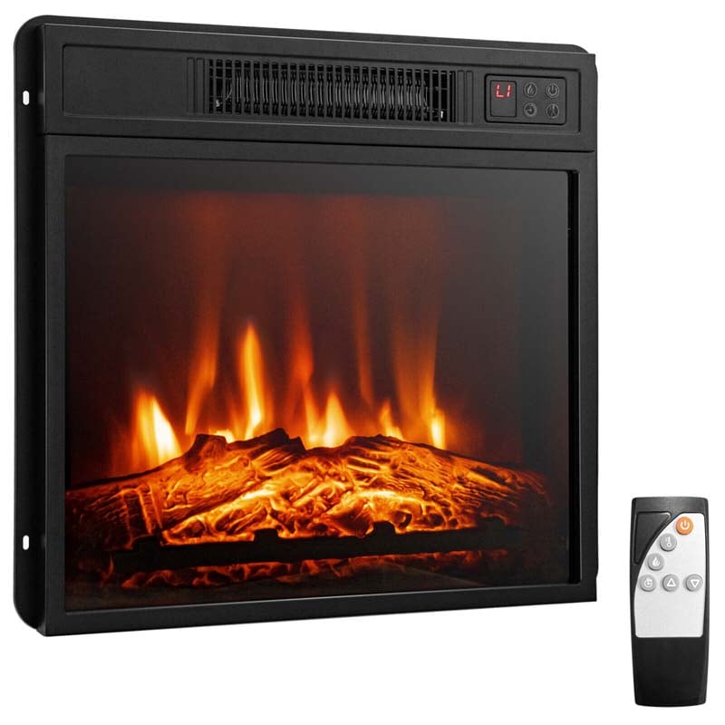 18" Electric Fireplace Insert, 1400W Freestanding & Wall-Mounted Fireplace Heater with Adjustable LED Flame