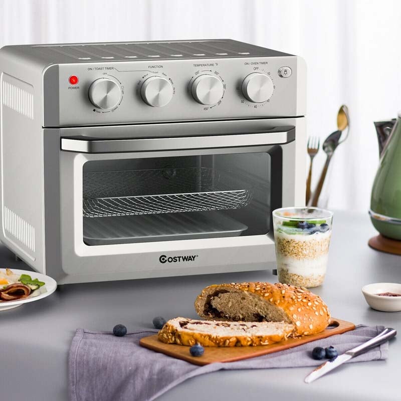 19 QT Toaster Oven Countertop, 7-in-1 1550W Convection Air Fryer with Timer, Temperature Control, 5 Accessories