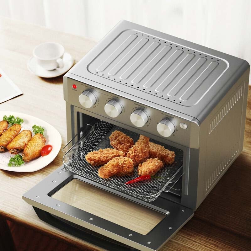 19 QT Toaster Oven Countertop, 7-in-1 1550W Convection Air Fryer with Timer, Temperature Control, 5 Accessories