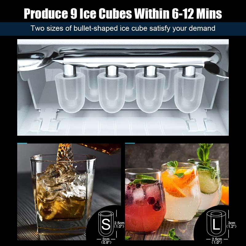 36LBS/24H 2 In 1 Countertop Ice Maker Water Dispenser, Auto-Clean Portable Ice Machine