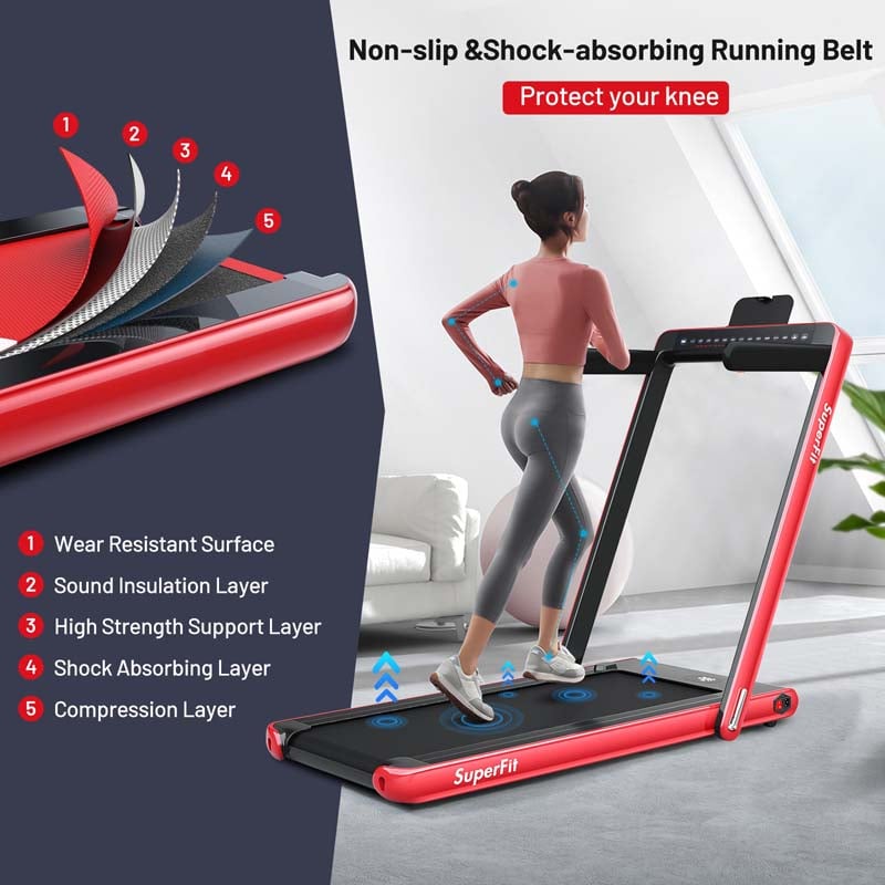 2-in-1 Folding Treadmill with Dual Display, 2.25HP Under Desk Treadmill Walking Pad, Bluetooth/Remote, Compact Jogging Machine for Home Office