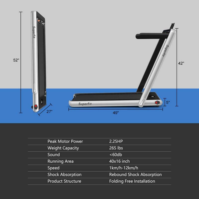 2-in-1 Folding Treadmill with Dual Display, 2.25HP Under Desk Treadmill Walking Pad, Bluetooth/Remote, Compact Jogging Machine for Home Office