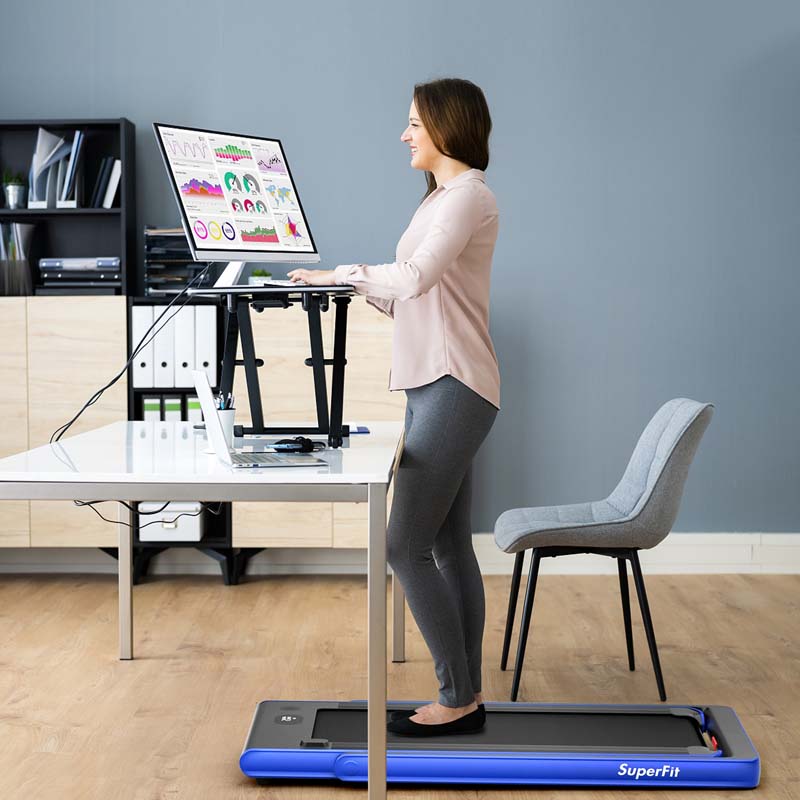 2-in-1 Folding Treadmill with Dual Display, 2.25HP Under Desk Treadmill Walking Pad, Bluetooth/Remote, Compact Jogging Machine for Home Office