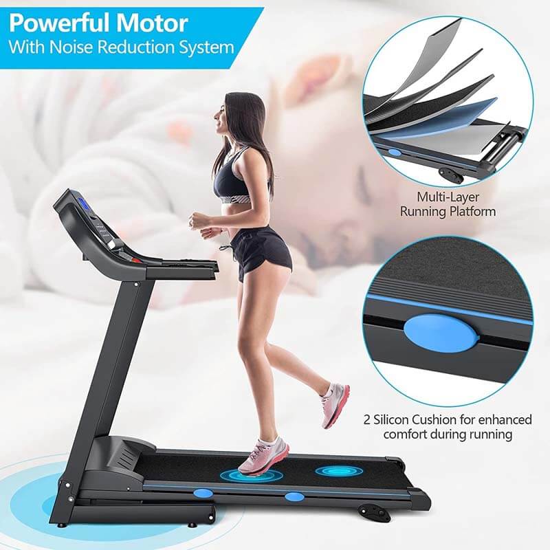 2.25HP Folding Treadmill for Home/Gym, Electric Motorized Portable Running Walking Exercise Machine with Blue-Ray LCD Display