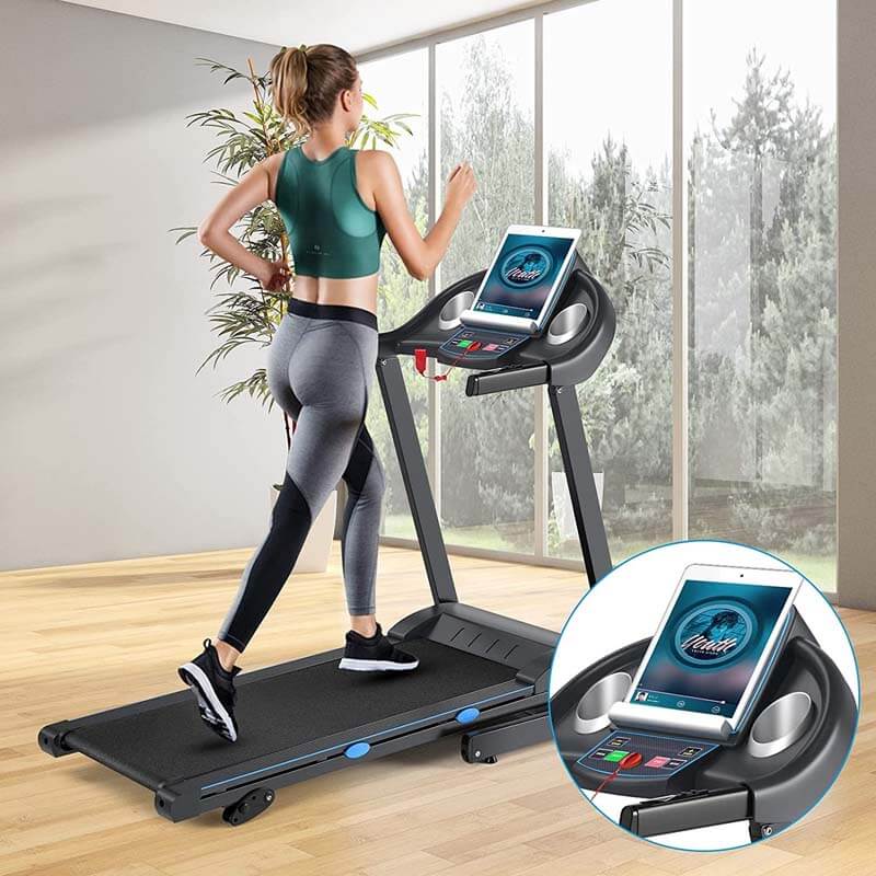 2.25HP Folding Treadmill for Home/Gym, Electric Motorized Portable Running Walking Exercise Machine with Blue-Ray LCD Display