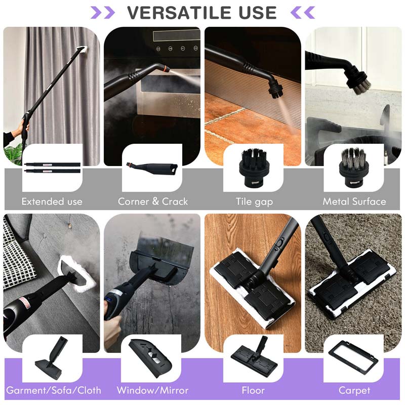 2000W Heavy Duty Steam Cleaner, Multipurpose Household Steamer with 19 Accessories & 1.5L Tank, Chemical-Free Cleaning for Floor, Car, Window