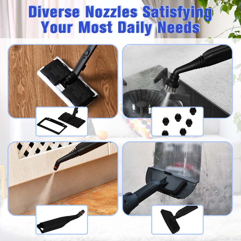 2000W Heavy Duty Steam Cleaner, Multipurpose Household Steamer with 19 Accessories & 1.5L Tank, Chemical-Free Cleaning for Floor, Car, Window