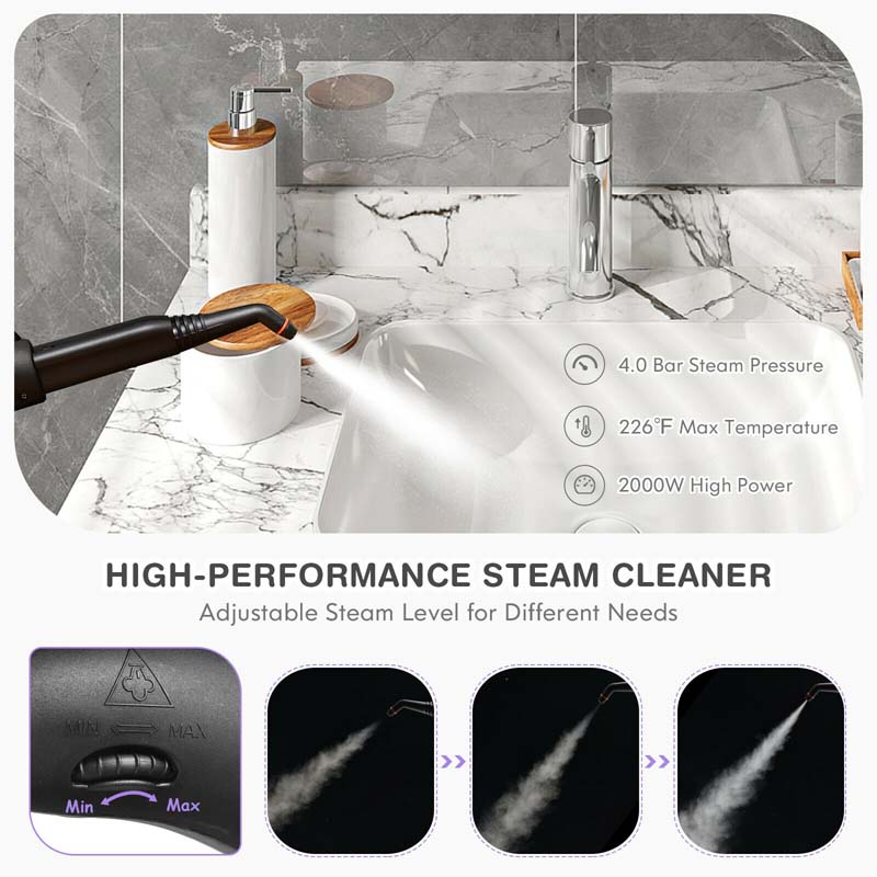 2000W Heavy Duty Steam Cleaner, Multipurpose Household Steamer with 19 Accessories & 1.5L Tank, Chemical-Free Cleaning for Floor, Car, Window