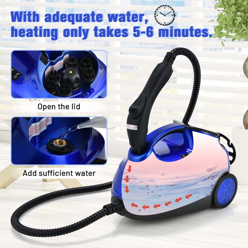2000W Heavy Duty Steam Cleaner, Multipurpose Household Steamer with 19 Accessories & 1.5L Tank, Chemical-Free Cleaning for Floor, Car, Window