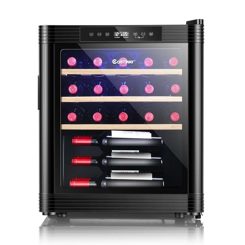 20" 21-Bottle Wine Cooler Refrigerator Countertop Wine Cellar with Beech Shelves & Anti-UV Glass Door