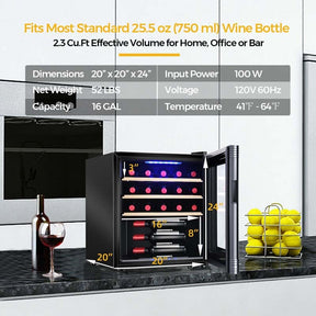 20" 21-Bottle Wine Cooler Refrigerator Countertop Wine Cellar with Beech Shelves & Anti-UV Glass Door