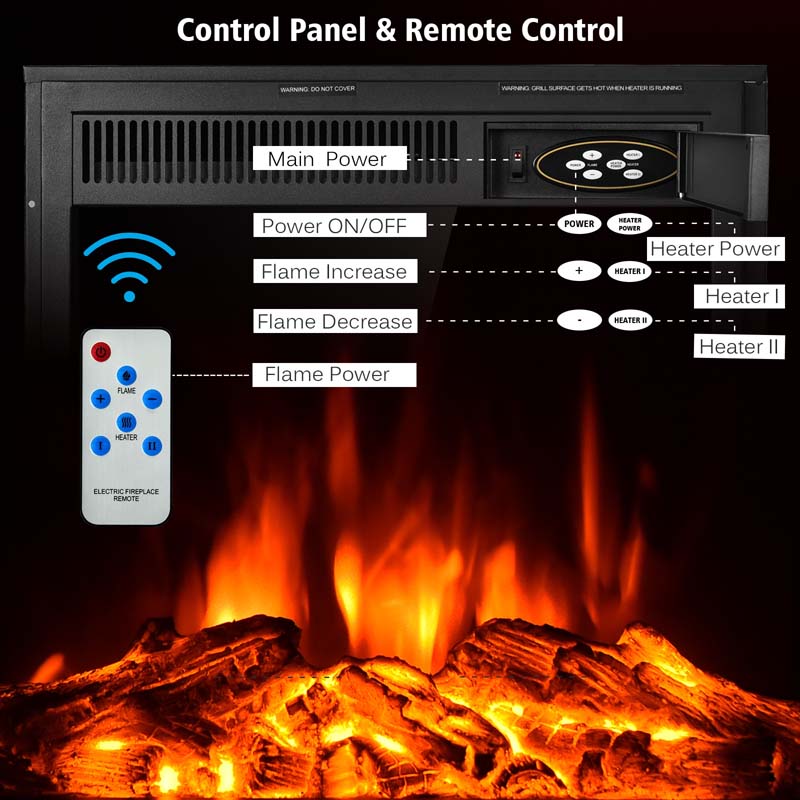 22.5" Electric Fireplace Insert, 1500W Recessed & Freestanding Electric Fireplace Heater with 7-Brightness Flame