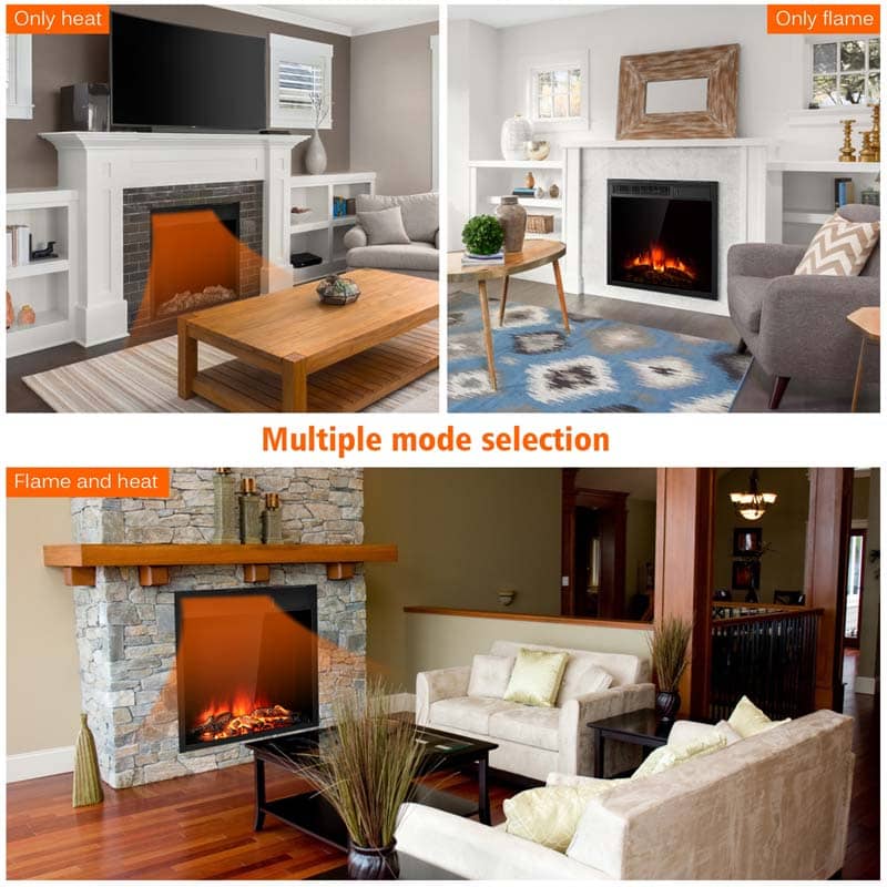 22.5" Electric Fireplace Insert, 1500W Recessed & Freestanding Electric Fireplace Heater with 7-Brightness Flame
