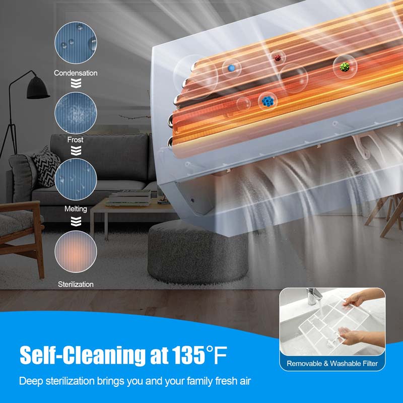 24000 BTU Ductless Mini Split Air Conditioner 208-230V 18.5 SEER2 Wall-Mounted Inverter AC Unit with Heat Pump