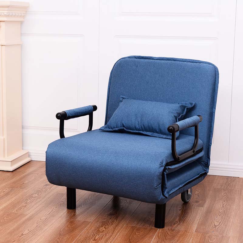 3-in-1 Convertible Sofa Bed, Folding Sleeper Chair with 5-Position Adjustable Backrest, Pillow, Hidden Legs & Wheels for Living Room Office