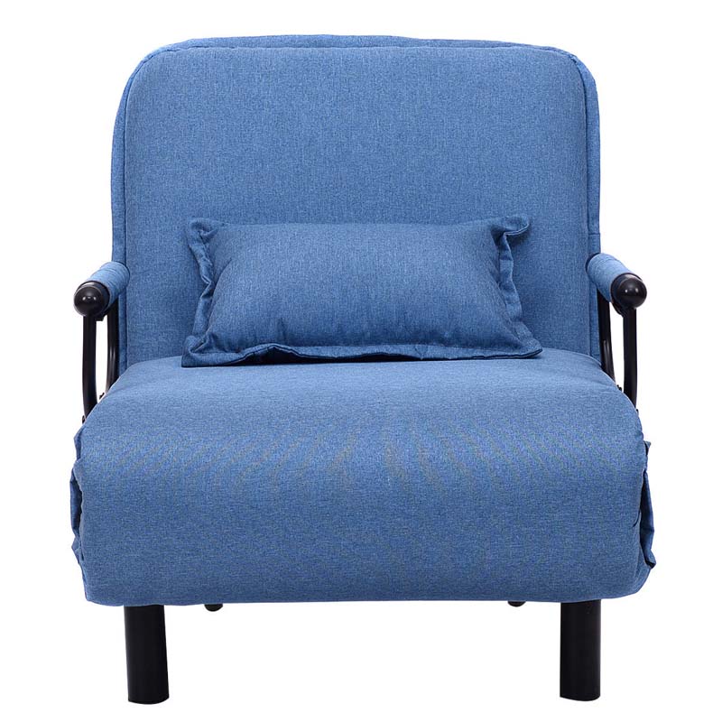 3-in-1 Convertible Sofa Bed, Folding Sleeper Chair with 5-Position Adjustable Backrest, Pillow, Hidden Legs & Wheels for Living Room Office