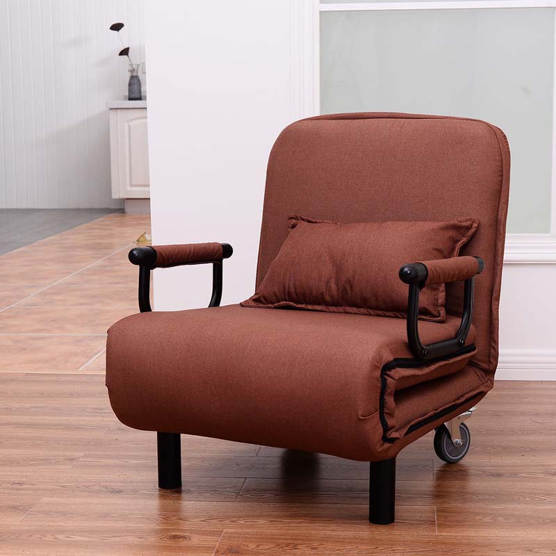 3-in-1 Convertible Sofa Bed, Folding Sleeper Chair with 5-Position Adjustable Backrest, Pillow, Hidden Legs & Wheels for Living Room Office