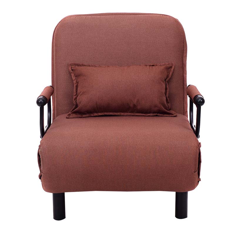 3-in-1 Convertible Sofa Bed, Folding Sleeper Chair with 5-Position Adjustable Backrest, Pillow, Hidden Legs & Wheels for Living Room Office
