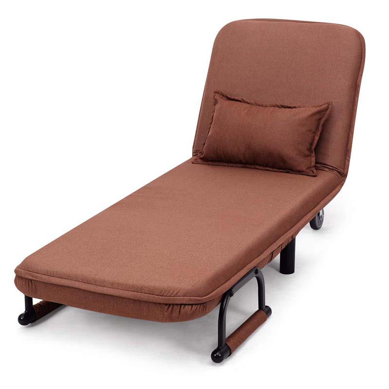 3-in-1 Convertible Sofa Bed, Folding Sleeper Chair with 5-Position Adjustable Backrest, Pillow, Hidden Legs & Wheels for Living Room Office