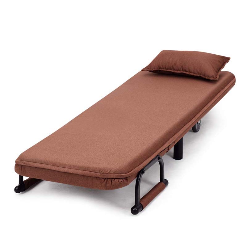 3-in-1 Convertible Sofa Bed, Folding Sleeper Chair with 5-Position Adjustable Backrest, Pillow, Hidden Legs & Wheels for Living Room Office