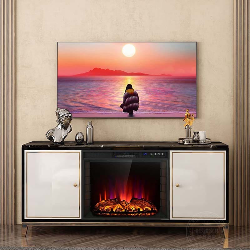 26" 1500W Electric Fireplace Insert, Recessed Electric Fireplace Heater with Adjustable Flame Effect