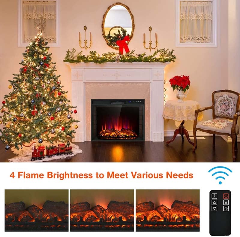 26" 1500W Electric Fireplace Insert, Recessed Electric Fireplace Heater with Adjustable Flame Effect