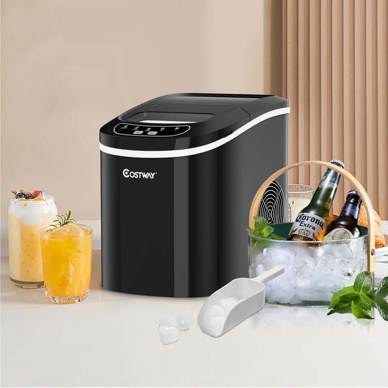 26 lbs Countertop LCD Display Ice Maker with Ice Scoop - Costway