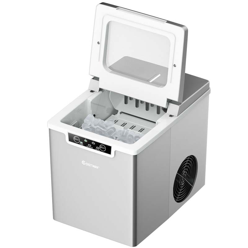 26LBS/24H Portable Ice Maker Countertop Ice Making Machine with Ice Scoop & Removable Basket