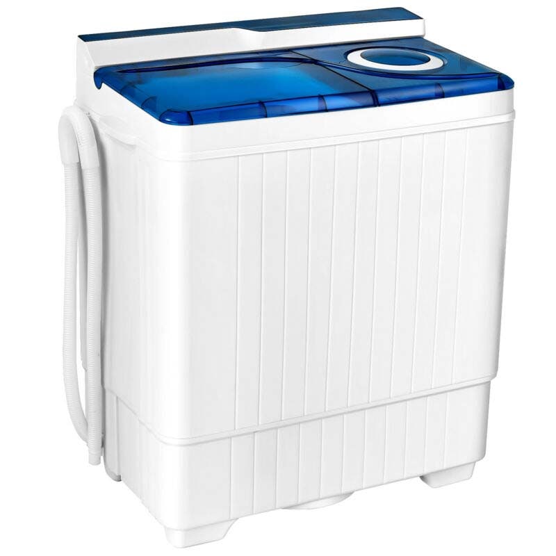 26 lbs Portable Washing Machine with Drain Pump, 2-in-1 Twin Tub Top Load Washer Dryer Combo for RV Apartment(Blue)