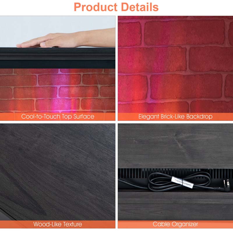 27" Freestanding Fireplace, 1400W Electric Fireplace Heater with 3-Level Vivid Flame & Thermostat Control