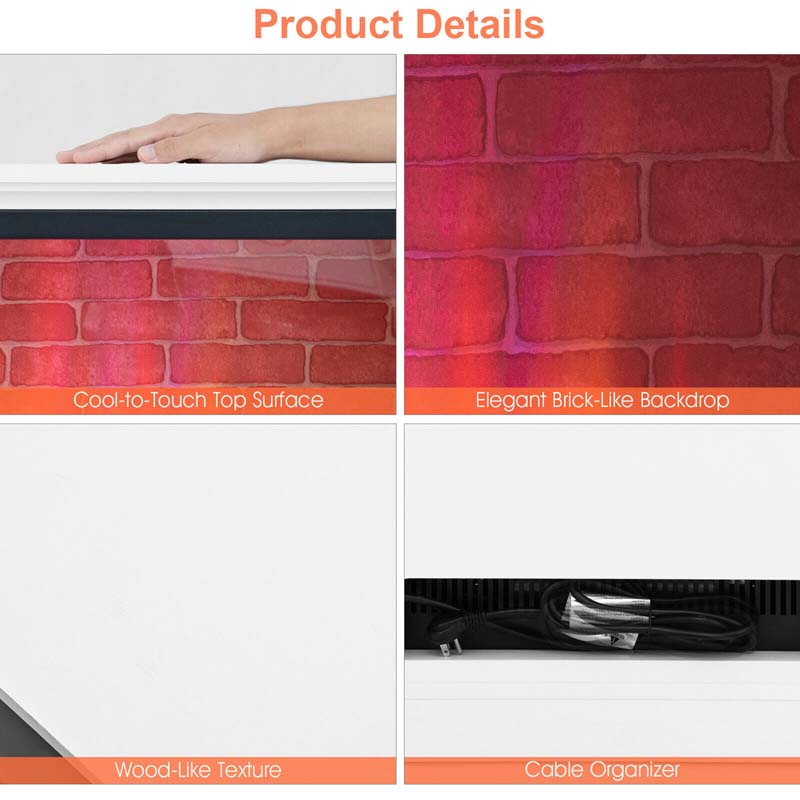 27" Freestanding Fireplace, 1400W Electric Fireplace Heater with 3-Level Vivid Flame & Thermostat Control