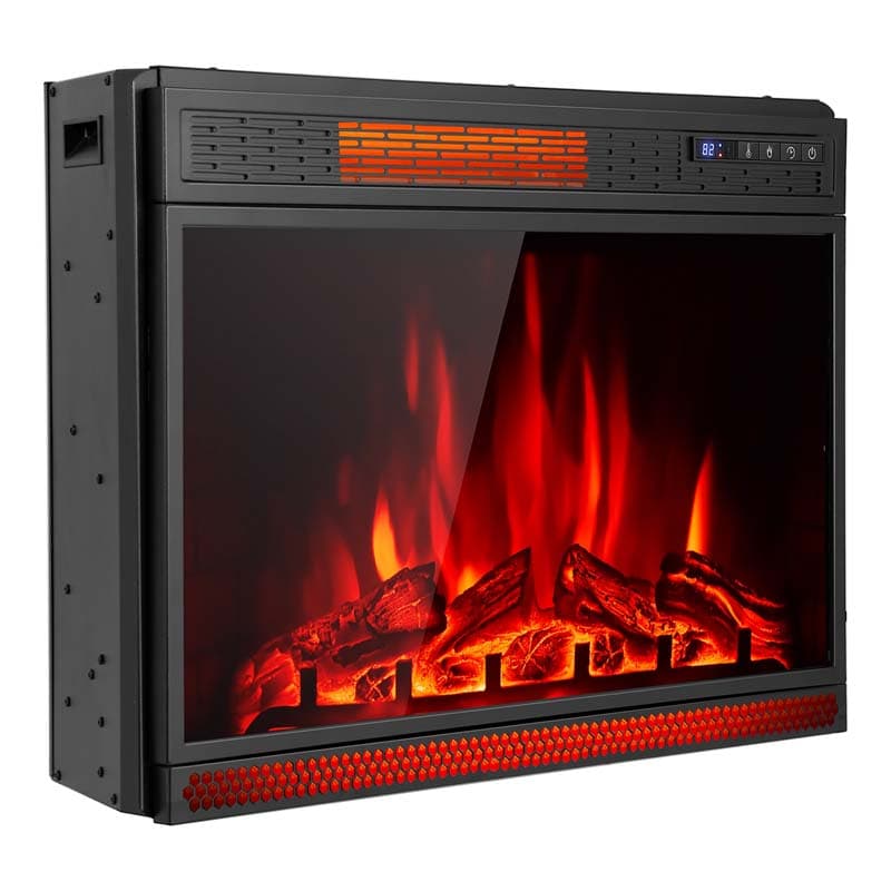 28" Electric Fireplace Heater with Flame Effect, Wall Mounted & Freestanding Electric Fireplace Insert